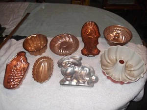 9 Lot Backformen Aluminium Vintage Gelee Kuchen Gebäck Nenco AHC - Bild 1 von 2