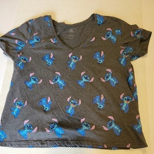 Disney Lilo & Stitch V-Neck T-Shirt Women XL 2-3 - Picture 1 of 9