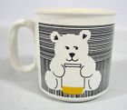 Hornsea Pottery Small Coffee Mug Black Stripes Bear & Bees Artwork
