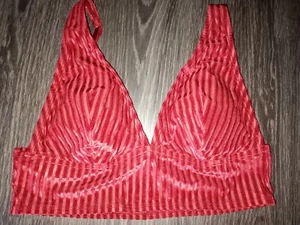 Vs pink velvet/mesh striped Bralette NEW size xl ruby red - Picture 1 of 2