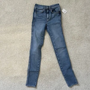 NEU Free People Hose Damen 24 blau Jeggings Skinny Raw High Rise Sierra MANGEL - Bild 1 von 10