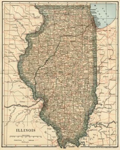 ILLINOIS Map: Genuine 1891 (Dated) Towns, County, Topography, Railroads, Canals - Picture 1 of 2