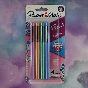 Paper Mate 4 Pack Flair Candy Pop Special Edition Felt Tip Medium Point Pens 0.7 - Picture 1 of 2