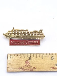 Vintage Victoria Cruises Pin / Brooch Gold & Red Tone - Picture 1 of 2