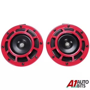 2X Red 12V 139dB Car Van Grille Horn Compact Super Tone Loud Blast 115Db UK - Picture 1 of 9