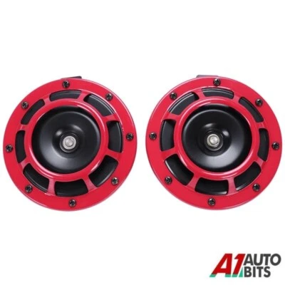 2X Red 12V 139dB Car Van Grille Horn Compact Super Tone Loud Blast 115Db UK - Image 1 of 4