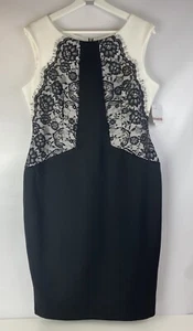 New, J Taylor, Cocktail , Event Dress Size 12, Black, White, Lace Details, 02 - Picture 1 of 12