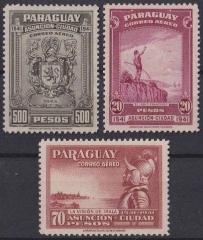F-EX42201 PARAGUAY MLH 1942 400th ANNIV ASUNCION CITY Cover