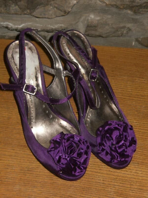 Dorothy Perkins Purple satin Peep toe Strappy Heels Size 4 - Wedding / Evening - Image 1 of 4