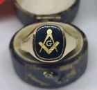 9ct Masonic Signet Ring in UK hallmarked yellow gold. Mens Signet Pinky Ring