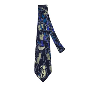 Vintage Silk Italy Made Cello Musical Novelty Print Necktie By GM - Picture 1 of 5