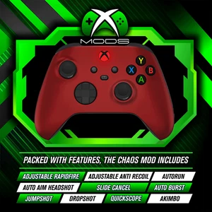 XBOX ONE SERIES RAPID FIRE CONTROLLER - CHAOS ANTI RECOIL MOD - Soft Red Satin - Picture 1 of 8
