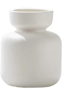 White Ceramic Flower Vase, Simplicity Vertical Textured Vase for Home Decor... - Image 1 of 4