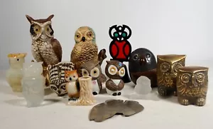 Lote de estatuillas de cerámica de vidrio de búhos agitadores de sal y pimienta pisapapeles Lindahl - Imagen 1 de 6