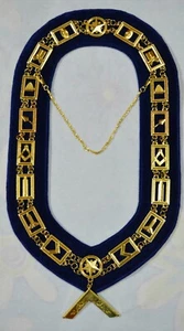COLLAR DE CADENA DE LOGIA AZUL MASÓNICO CON JOYA DE OFICIAL MAESTRO DE ADORACIÓN GRATUITA - Imagen 1 de 3