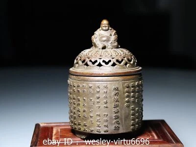 Popular Coleccionar Antiguo Cobre Prajna-paramita-hrdaya-sutra Maitreya Buda Censario 13CM Foto 1 de 4
