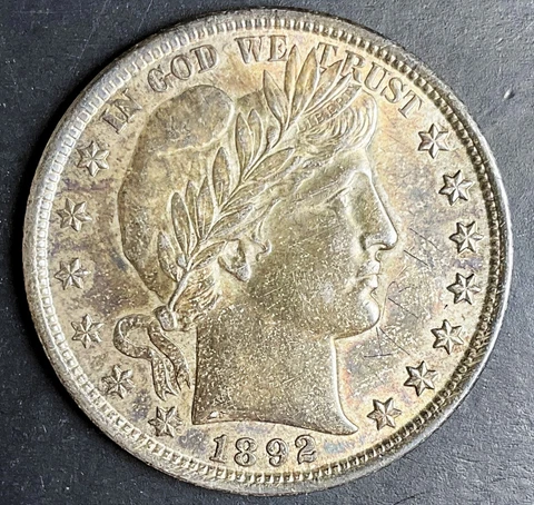 1892 Barber Half Dollar 50c Rare Tough Date Estate Collection silver o4 Cover