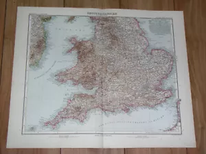 1912 ANTIQUE MAP OF ENGLAND LONDON / WALES CORNWALL DEVON SOMERSET SUSSEX - Picture 1 of 10