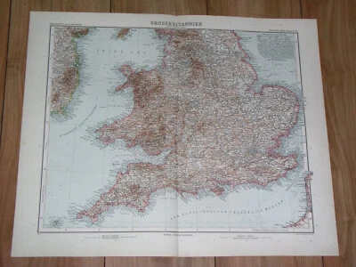 MAPA ANTIGUO DE INGLATERRA 1912 LONDRES/GALES CORNWALL DEVON SOMERSET SUSSEX Foto 1 de 4
