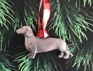 Zinn DACKEL Hund Welpe Silber Metall Figur Weihnachtsbaum Ornament E - Bild 1 von 2