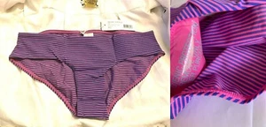 Traje de baño Zimmermann Bajo Ancho Bikini Traje de baño Marina Rayas de caramelo Azul marino NUEVO - Imagen 1 de 12