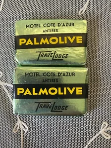 Vintage MOTEL COTE D'AZUR ANTIBES Frankreich PALMOLIVE Travel Lodge Mini Seife Bar x2 - Bild 1 von 4