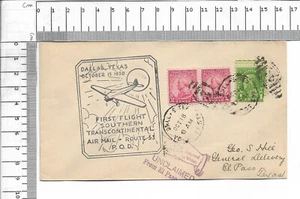 1930 15 oct first flight southern transcontinental unclaimed from el pas; 61250M - Bild 1 von 2