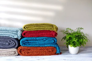 Luxury Chunky Chenille Knitted Sofa / Bed Throw Blanket in 7 Colours - Imagen 1 de 20