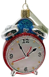 Sveglia Ornamento Rosso Vetro Soffiato OWC Vecchio Mondo Decorazione Albero Natale - Foto 1 di 13