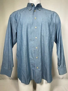 Hickey Freeman Blue Denim Long Sleeve Button Down Shirt Men's MEDIUM - Picture 1 of 12