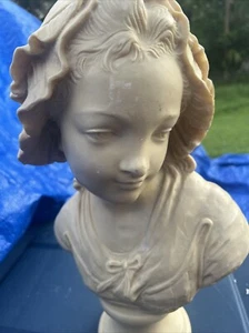 Vintage Grinham Niam Paris French Peasant Girl Bust Sculpture, 18" T, 10 1/2" W - Picture 1 of 10