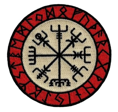 PARCHE BRÚJULA VIKINGA Vegvisir RUNA NÓRDICA ISLANDESA BORDADA EN HIERRO - ELEGANTE Foto 1 de 4
