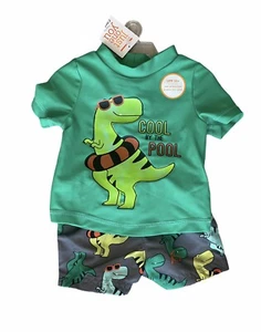 Carter’s Just One You Swim Shirt Trunks Baby Boys Sz 3M Dinosaur 2 Piece Green - Picture 1 of 9