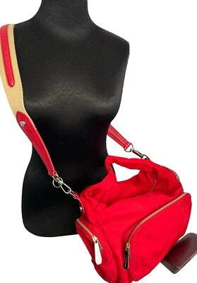 XX Maxx NY Large Shoulder Crossbody Bag Barrel Purse Bright Red Nylon - Image 1 of 4