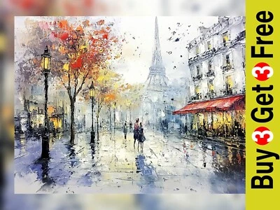 Parisian Autumn Walk 5"x7" Print on Matte Paper | Romantic Cityscape Artwork - Image 1 of 4