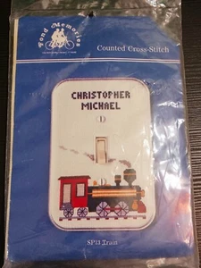 Light Switchplate Train Personalize w Name Counted Cross Stitch - Picture 1 of 10