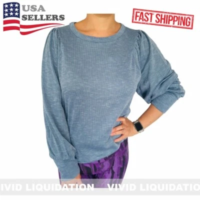 89th + Madison Blue Horizon Puff Long Sleeve Glacier Lake Shirt - Image 1 of 4
