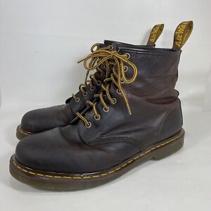 Dr. Martens Mens 8-Eyelet Brown Leather Ankle Boots Size 13 Bouncing Soles