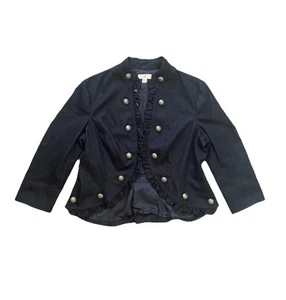 Uniform JPR Petite XL Navy Military Ruffle Blazer Open Front Decorative Buttons - Picture 1 of 8