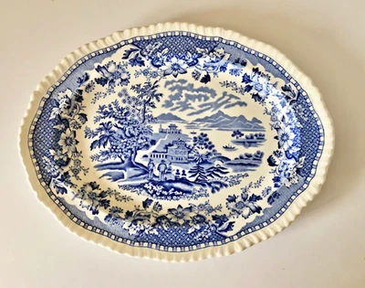 Woods Burslem Seaforth Oval  Serving Platter Blue & White Plate 27 x 21 cm - Image 1 of 4