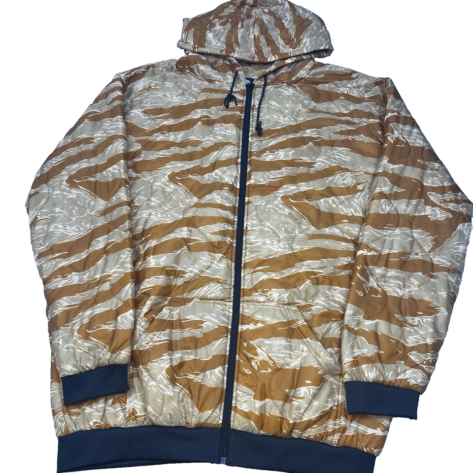 Official Zero Foxtrot Contraband Jacket Men 2XL Orange Tiger Camo Quilted Puffer - Image 1 of 4