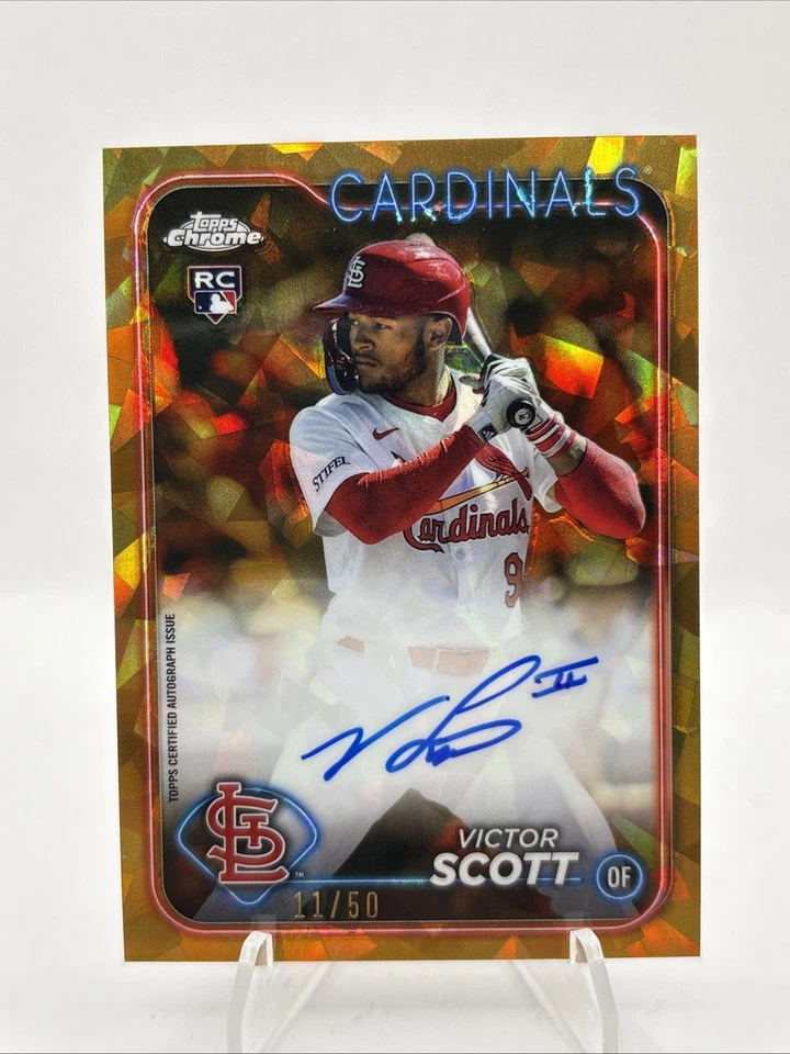 2024 Topps Chrome Sapphire Update Victor Scott  RC Rookie AUTO Gold /50 -A - Image 1 of 2
