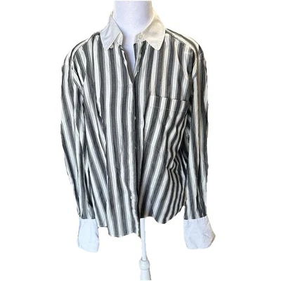 Blusa para mujer vintage de los 90’s Jail Stripe abierta puño francés gótica grunge vanguardista talla 8  Foto 1 de 4