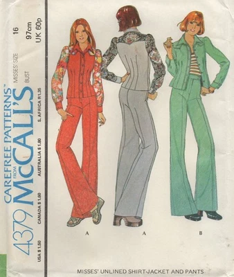 McCalls Sewing Pattern 4379 Vtg 70s Trousers Shirt Jacket Shacket Size 16 New - Image 1 of 4