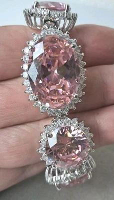 Nuevo Grueso Rosa Facetado Vidrio Circonita cúbica Pulsera Negro Disfraz de Alta Gama  Foto 1 de 4