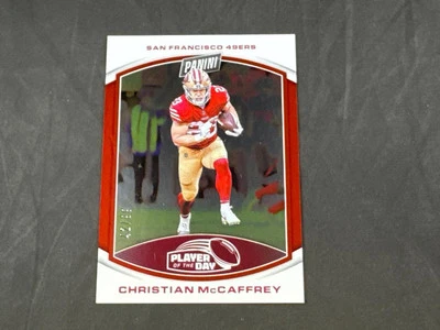 2023 PANINI PLAYER OF THE DAY CHRISTIAN MCCAFFREY #14 RED PARALLEL 42/99 49ERS - Image 1 of 2