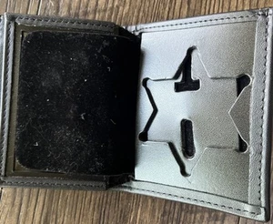 Perfekte Passform 6 Punkt Stern Abzeichen Geldbörse Doppelfaltung Sheriff Korrekturen Polizei - Bild 1 von 5