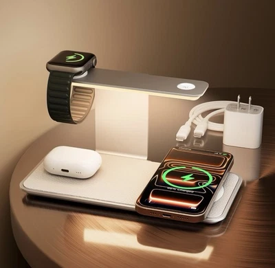 GUSGU 3 in 1 Charging Station for MagSafe Wireless Charger with Three-Level Nigh - Image 1 of 4