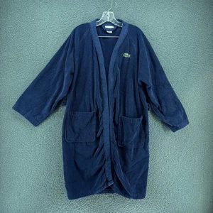 Lacoste Bath Robe Mens One Size Navy Blue Terrycloth Comfort Relax Pockets - Picture 1 of 8