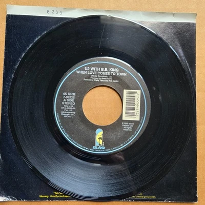 U2 With B.B. KING When Love Comes To Town 45 7" Record Vinyl Records Foto 1 de 2